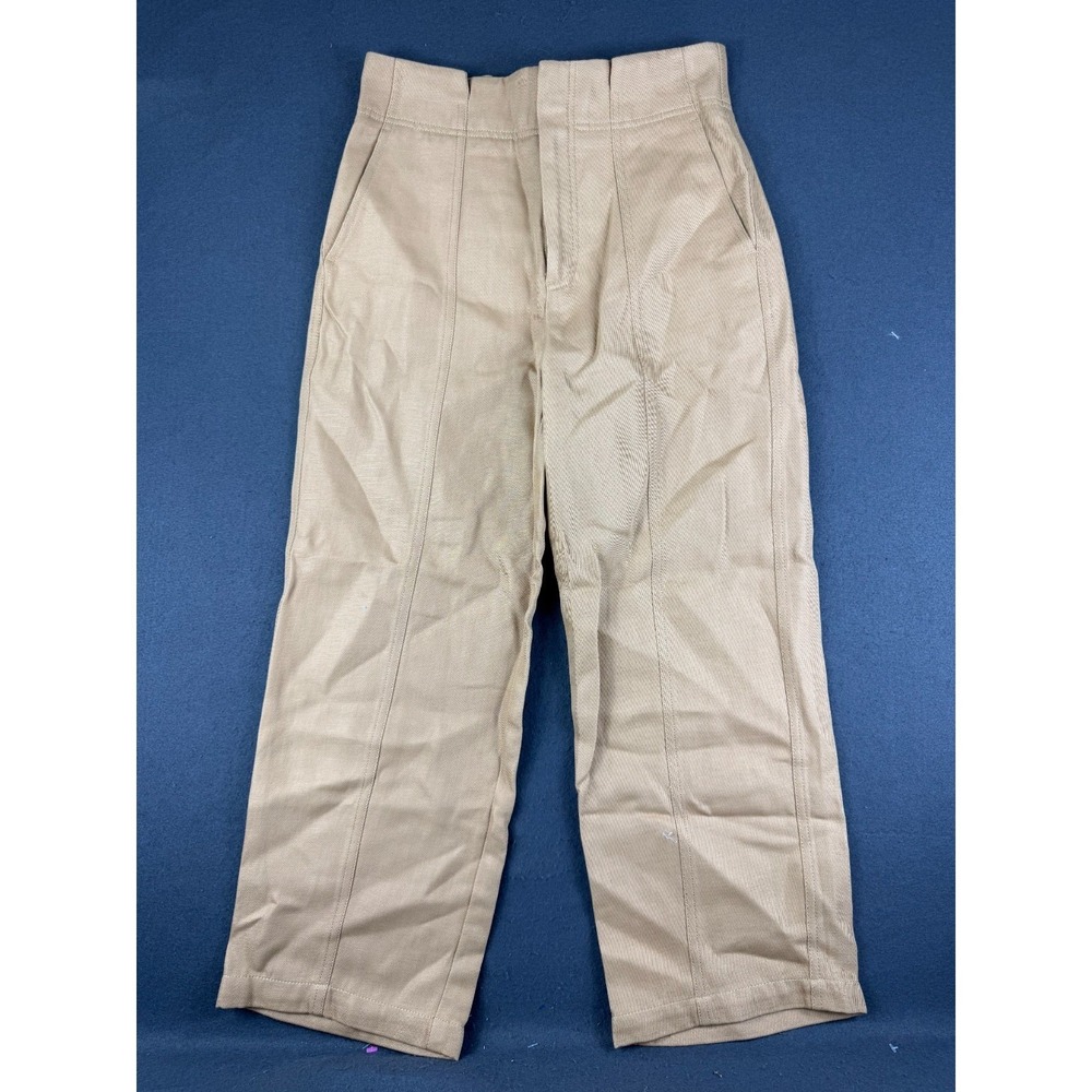 Vince Womens Beige Wide Leg Pants High Waist Cropped Seam Relaxed Fit 2